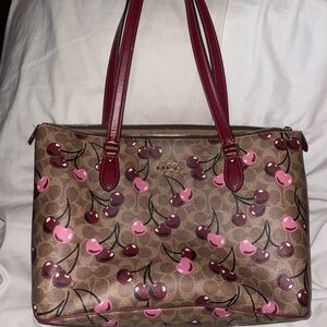 Coach Cherry Print Tote Bag with Red Accents - Limited Edition